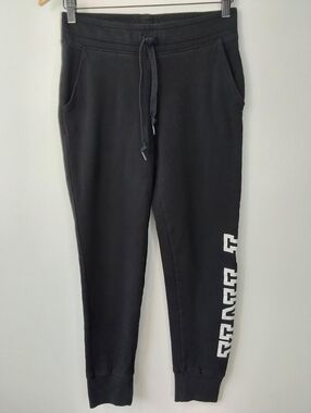 Pink Victoria's Secret Black Logo Jogger Sweatpant Athlesuire Loungwear